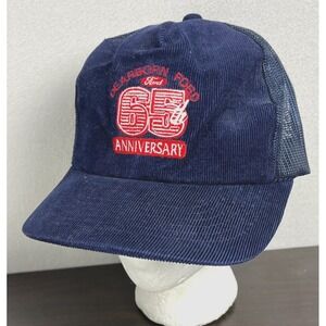 Vintage Dearborn Ford 65th Anniversary Corduroy‎ Snap Back Hat Navy Blue Mesh